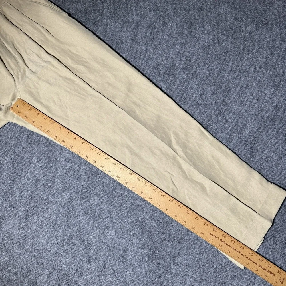 Palm Beach Collections Silk & Linen Trouser Pants Beige Pleated Men 34x29 NWT